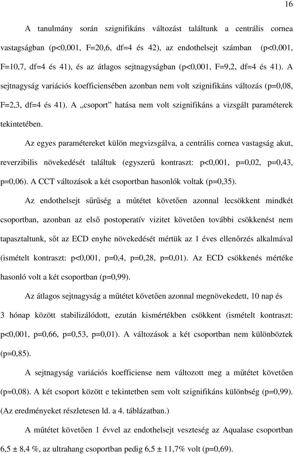 A csoport hatása nem volt szignifikáns a vizsgált paraméterek tekintetében.