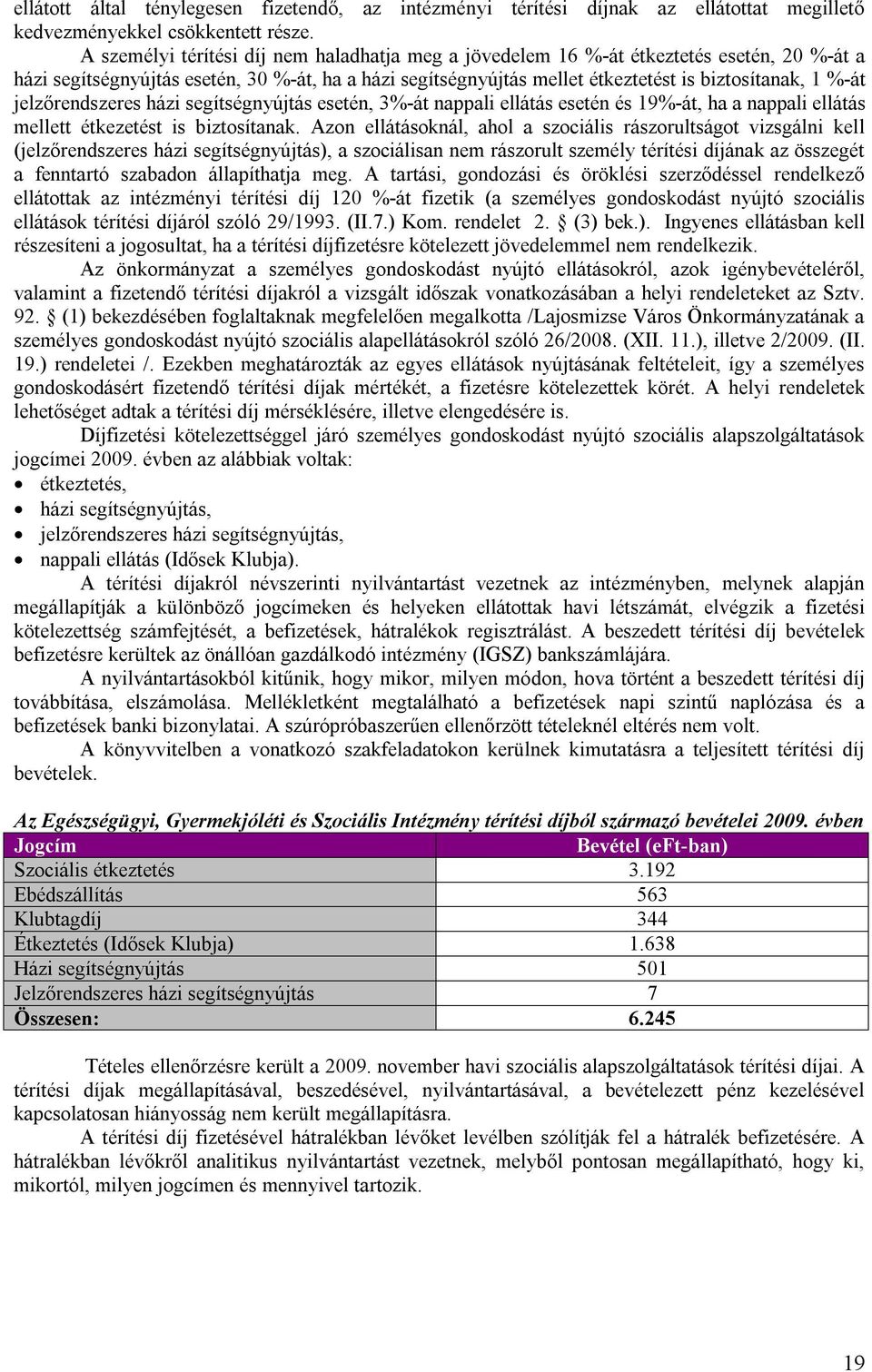 jelzőrendszeres házi segítségnyújtás esetén, 3%-át nappali ellátás esetén és 19%-át, ha a nappali ellátás mellett étkezetést is biztosítanak.