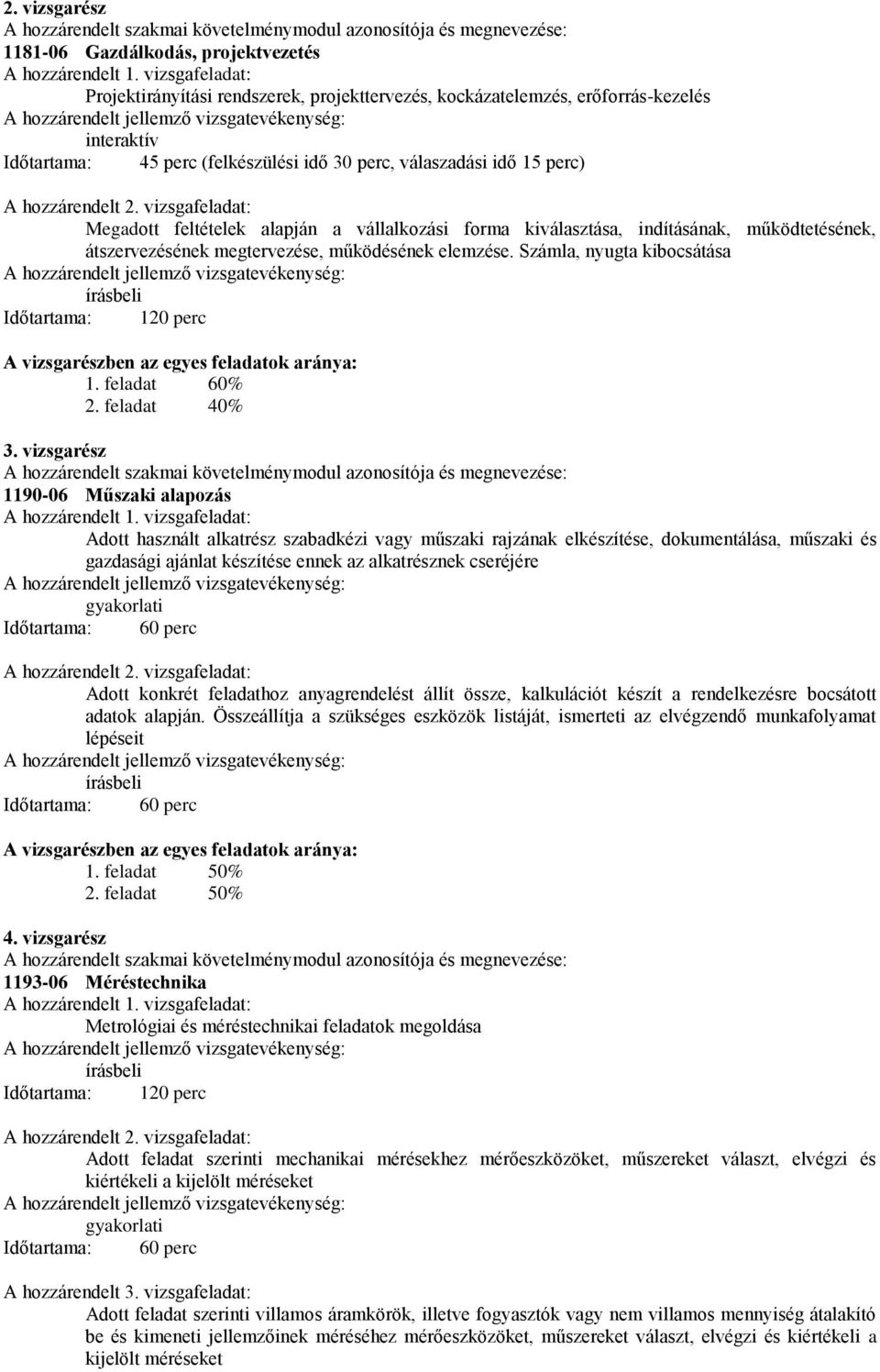 vizsgafeladat: Megadott feltételek alapján a vállalkozási forma kiválasztása, indításának, működtetésének, átszervezésének megtervezése, működésének elemzése.