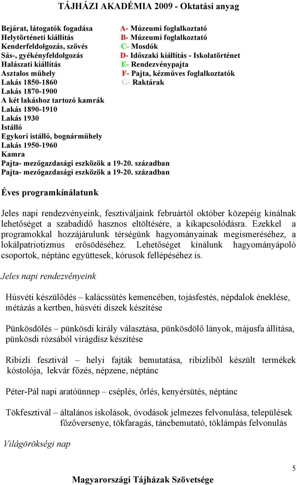 1930 Istálló Egykori istálló, bognárműhely Lakás 1950-1960 Kamra Pajta- mezőgazdasági eszközök a 19-20. században Pajta- mezőgazdasági eszközök a 19-20.