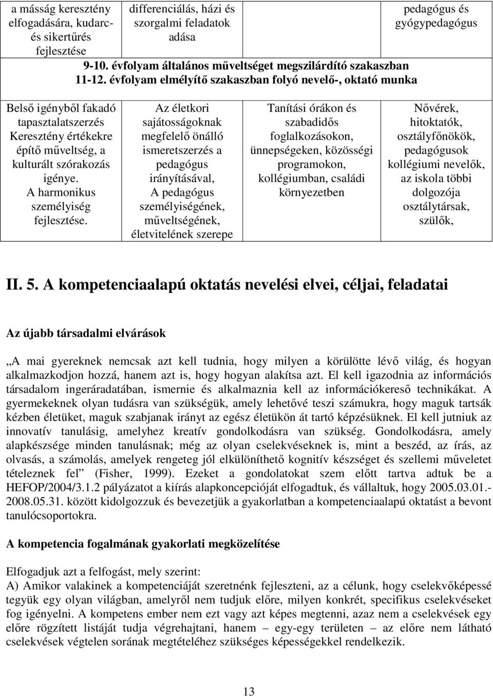 A harmonikus személyiség fejlesztése.