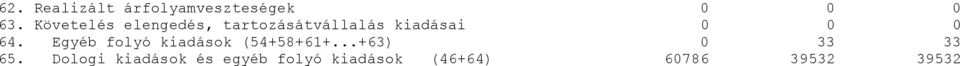 64. Egyéb folyó kiadások (54+58+61+...+63) 33 33 65.