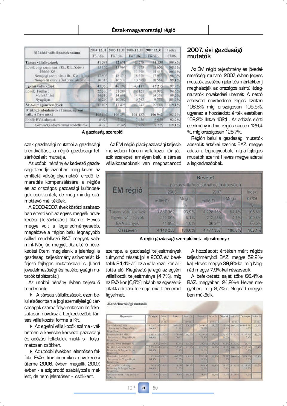 számottevõ mértékûek. A 2000-2007. évek közötti szakaszban eltérõ volt az egyes megyék növekedési (felzárkózási) üteme.