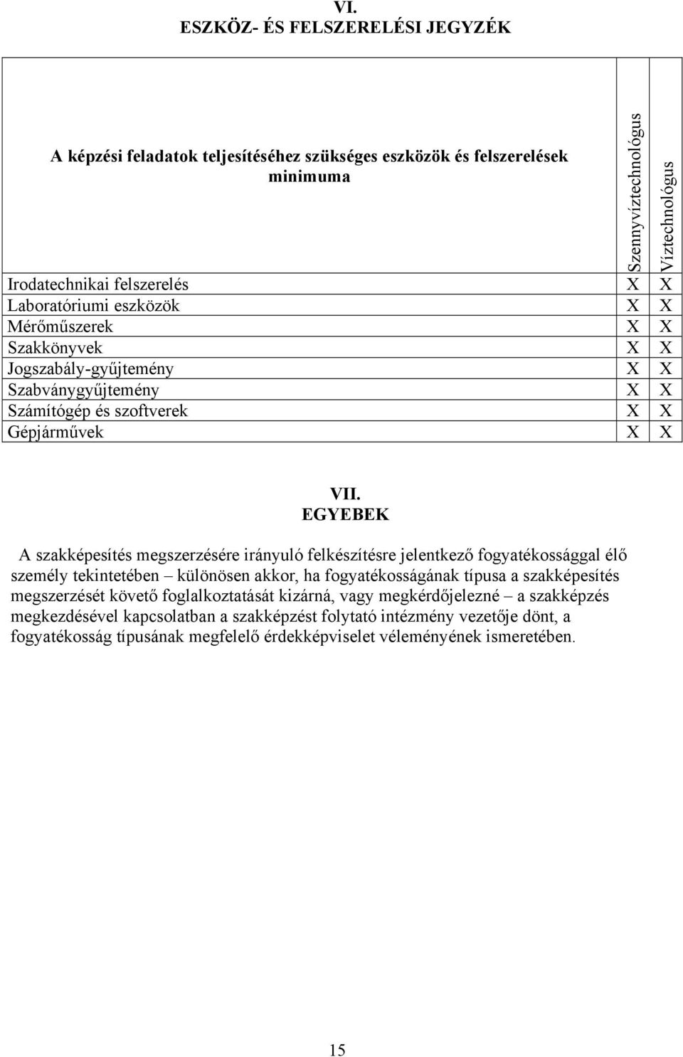 EGYEEK A szakképesítés megszerzésére irányuló felkészítésre jelentkező fogyatékossággal élő személy tekintetében különösen akkor, ha fogyatékosságának típusa a szakképesítés megszerzését