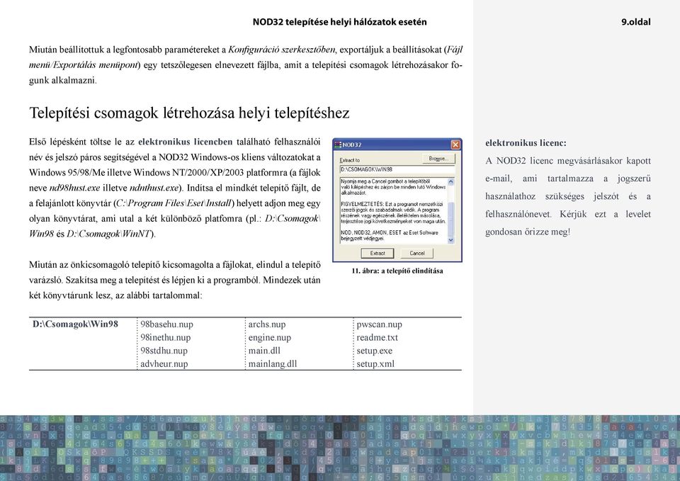 Telepítési csomagok létrehozása helyi telepítéshez Első lépésként töltse le az elektronikus licencben található felhasználói név és jelszó páros segítségével a NOD32 Windows-os kliens változatokat a