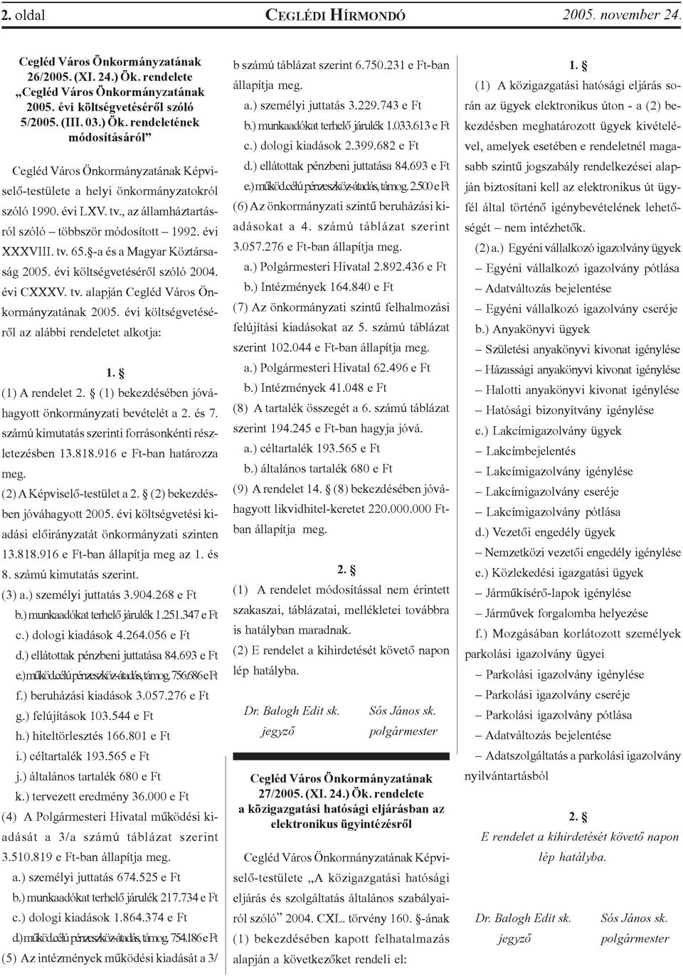 rendeletének módosításáról Cegléd Város Önkormányzatának Képviselõ-testülete a helyi önkormányzatokról szóló 1990. évi LXV. tv., az államháztartásról szóló többször módosított 1992. évi XXXVIII. tv. 65.