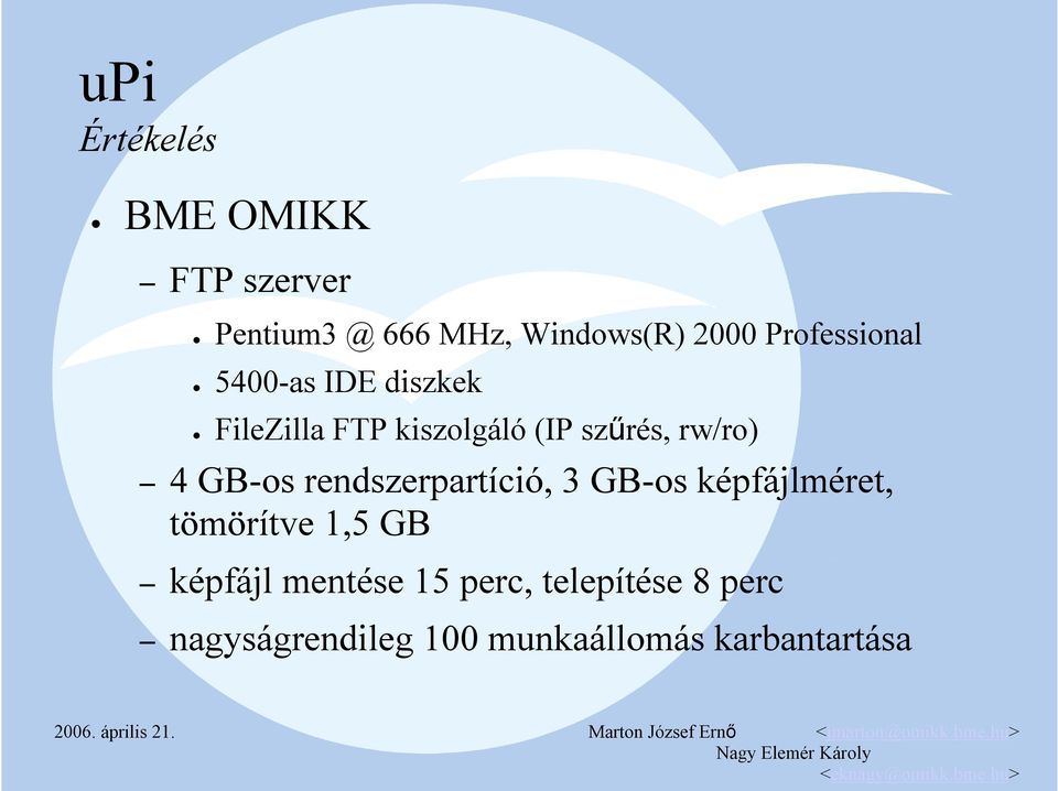 rw/ro) 4 GB-os rendszerpartíció, 3 GB-os képfájlméret, tömörítve 1,5 GB