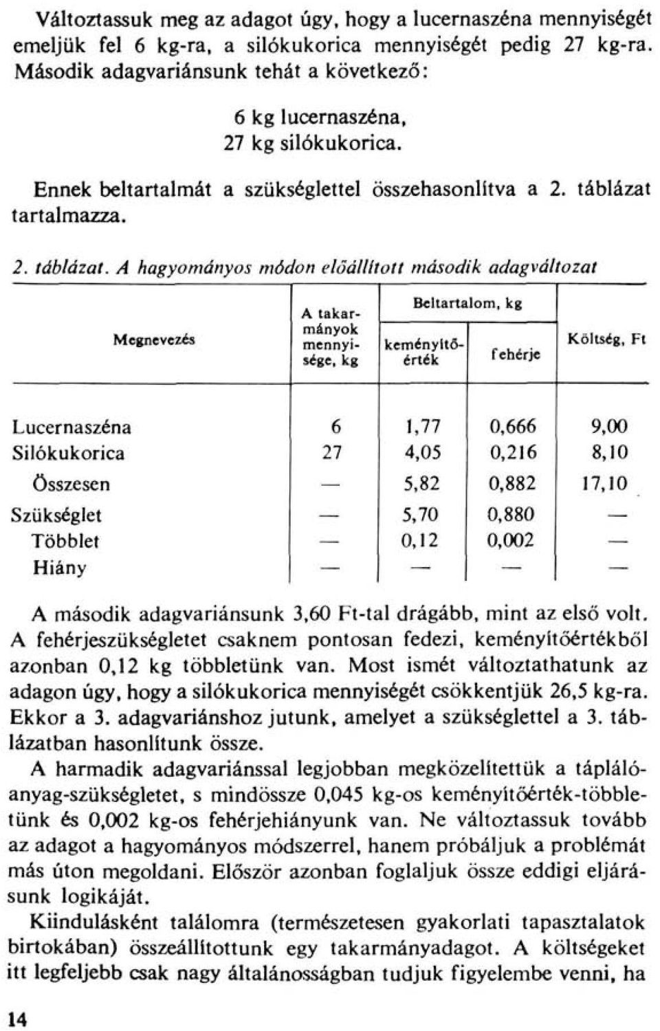 tartalmazza. 2. táblázat.