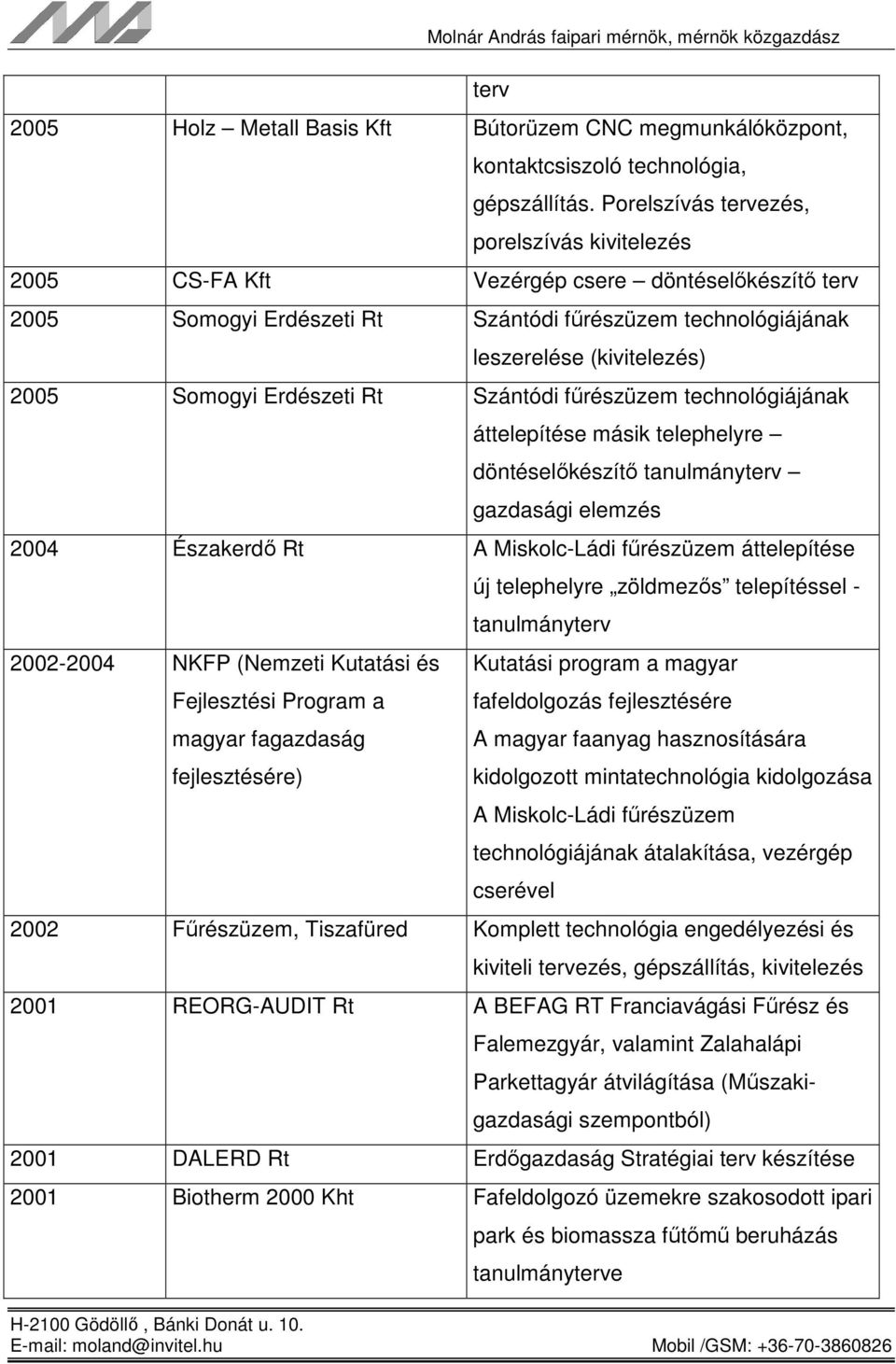 Erdészeti Rt Szántódi fűrészüzem technológiájának áttelepítése másik telephelyre döntéselőkészítő tanulmányterv gazdasági elemzés 2004 Északerdő Rt A Miskolc-Ládi fűrészüzem áttelepítése 2002-2004