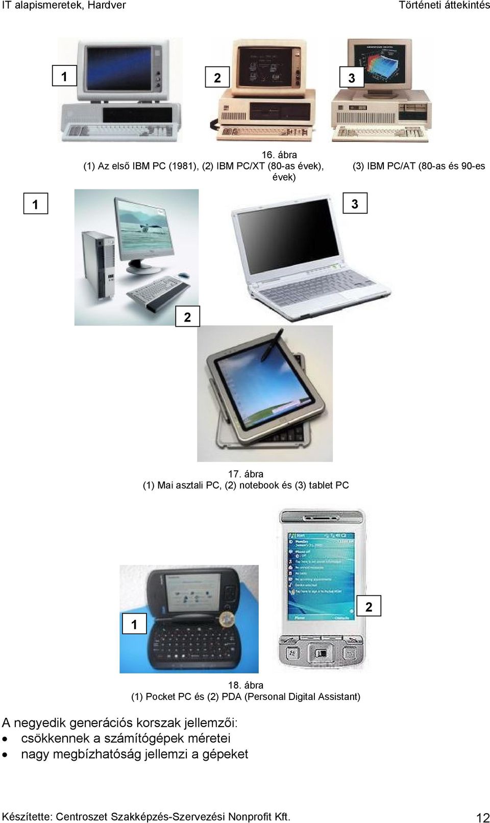 17. ábra (1) Mai asztali PC, (2) notebook és (3) tablet PC 1 2 18.