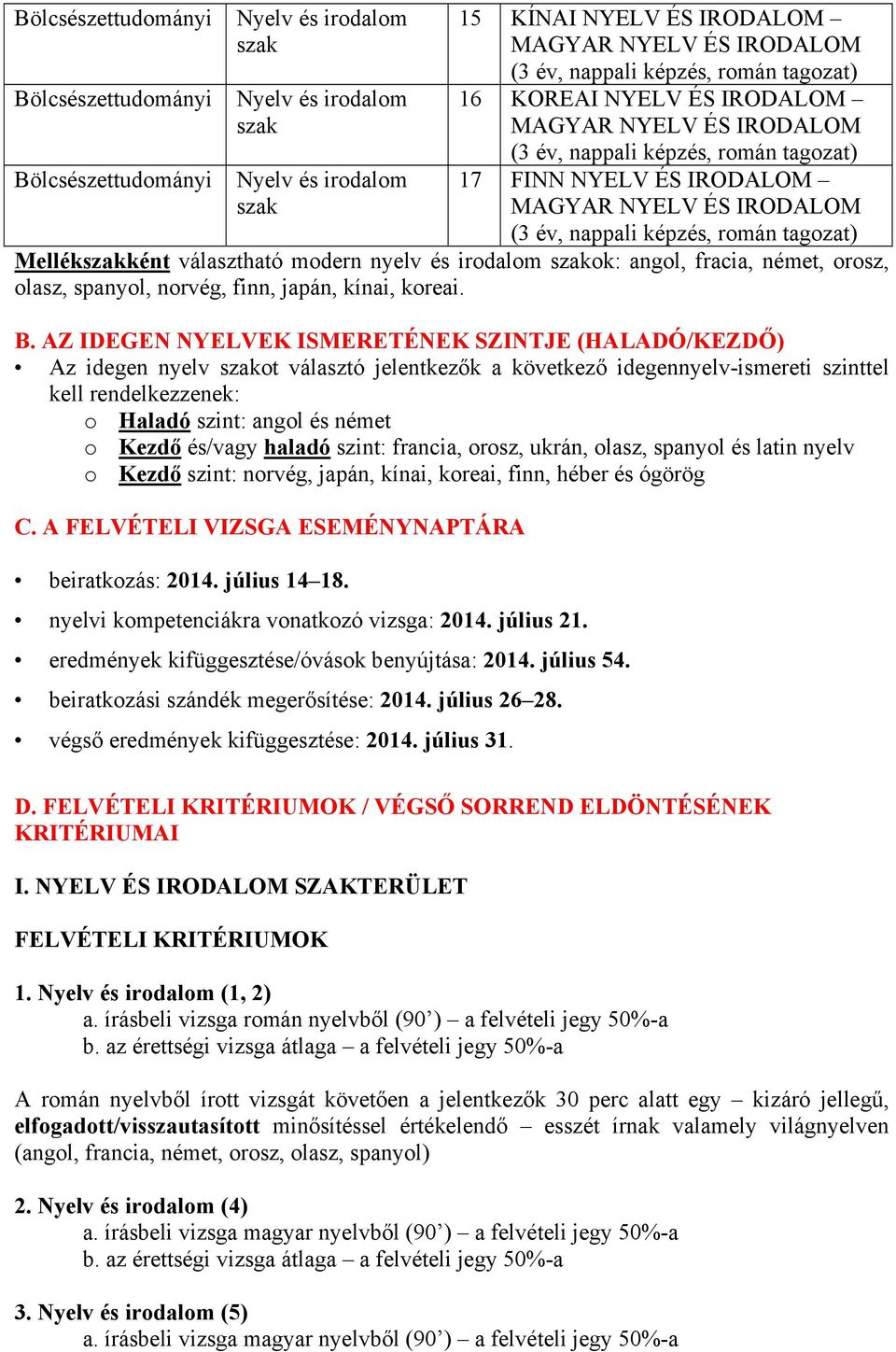 AZ IDEGEN NYELVEK ISMERETÉNEK SZINTJE (HALADÓ/KEZDŐ) Az idegen nyelv ot választó jelentkezők a következő idegennyelv-ismereti szinttel kell rendelkezzenek: o Haladó szint: angol és német o Kezdő