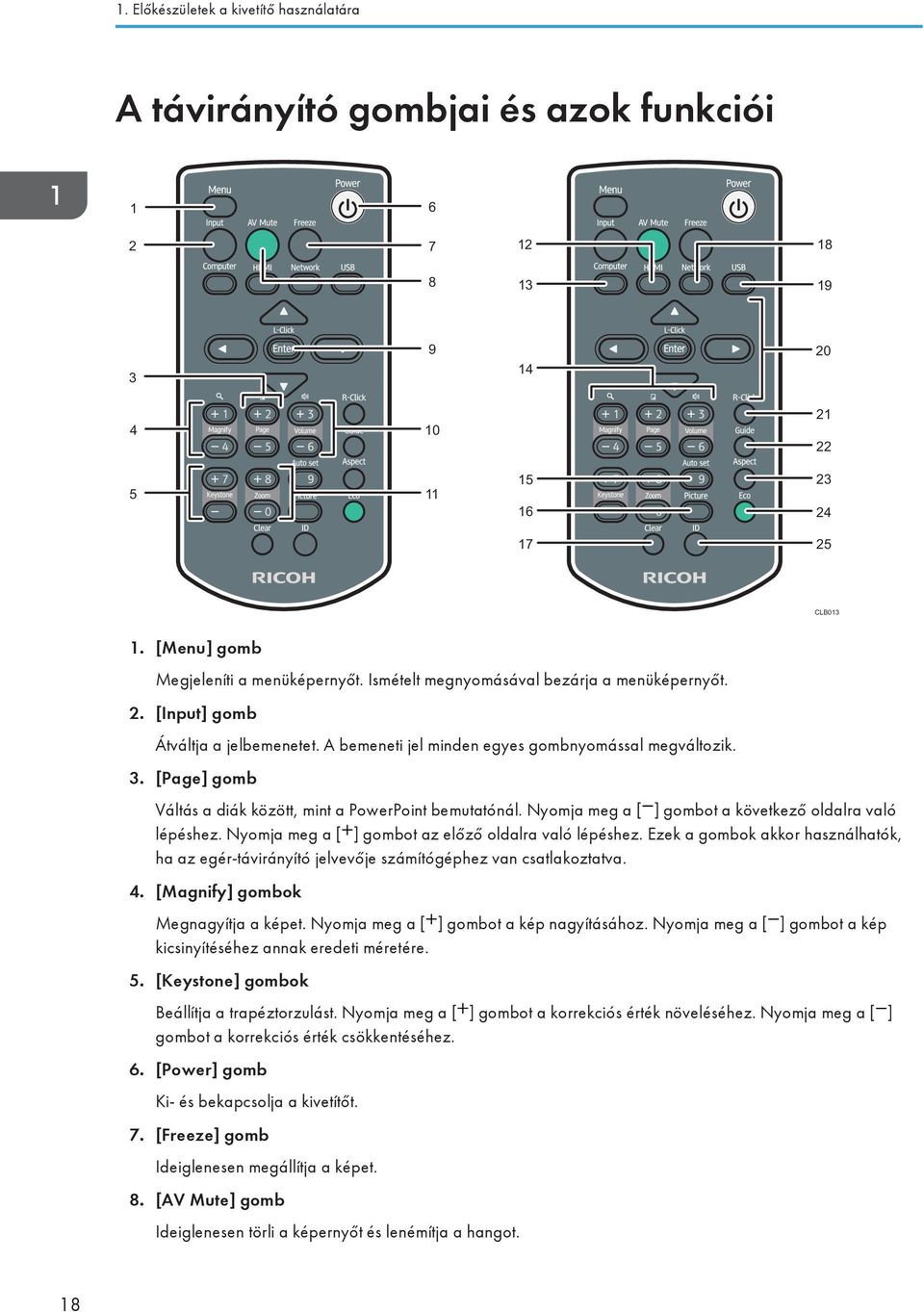 [Page] gomb Váltás a diák között, mint a PowerPoint bemutatónál. Nyomja meg a [ ] gombot a következő oldalra való lépéshez. Nyomja meg a [ ] gombot az előző oldalra való lépéshez.