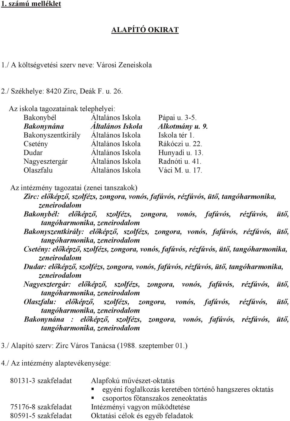 Nagyesztergár Általános Iskola Radnóti u. 41. Olaszfalu Általános Iskola Váci M. u. 17.