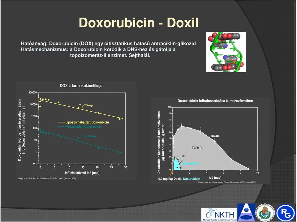 nap 0 5 10 15 20 25 30 Hilger et al, Proc Am Soc Clin Oncol 20, 116a (2001) (abstract 462) Infúziót követõ idõ [nap] Doxorubicin koncentráció tumorszövetben µg Doxorubicin / g tumor 10 9 8 7 6 5 4 3