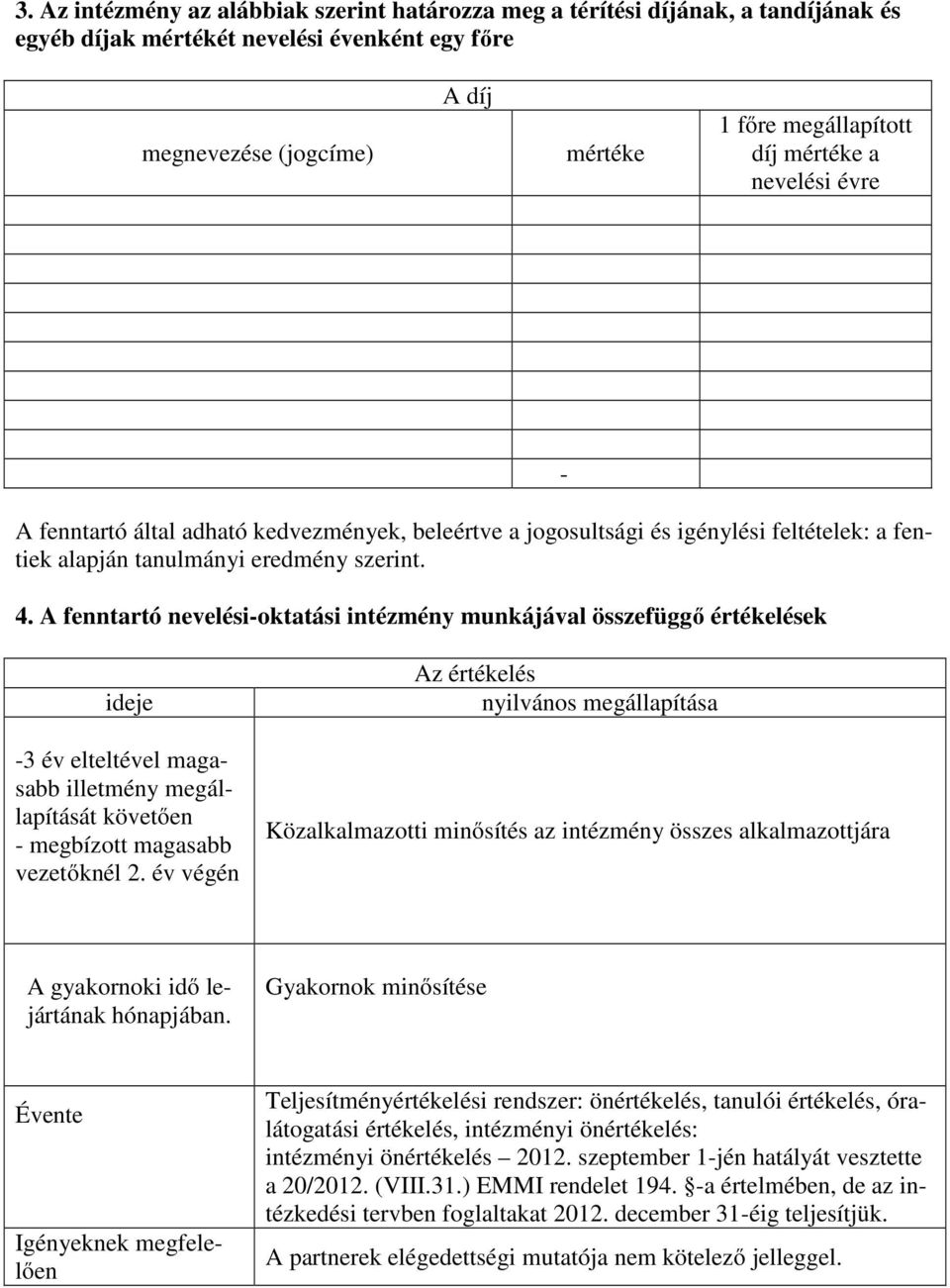 A fenntartó nevelési-oktatási intézmény munkájával összefüggő értékelések ideje -3 elteltel magasabb illetmény megállapítását követően - megbízott magasabb vezetőknél 2.