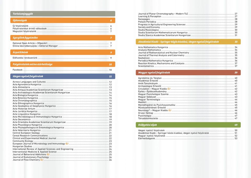 .. 12 Acta Alimentaria... 13 Acta Antiqua Academiae Scientiarum Hungaricae... 13 Acta Archaeologica Academiae Scientiarum Hungaricae... 14 Acta Biologica Hungarica... 14 Acta Botanica Hungarica.