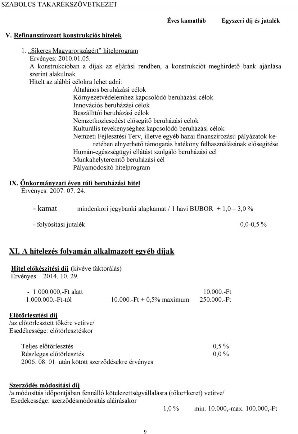 Hitelt az alábbi célokra lehet adni: Általános beruházási célok Környezetvédelemhez kapcsolódó beruházási célok Innovációs beruházási célok Beszállítói beruházási célok Nemzetköziesedést elősegítő