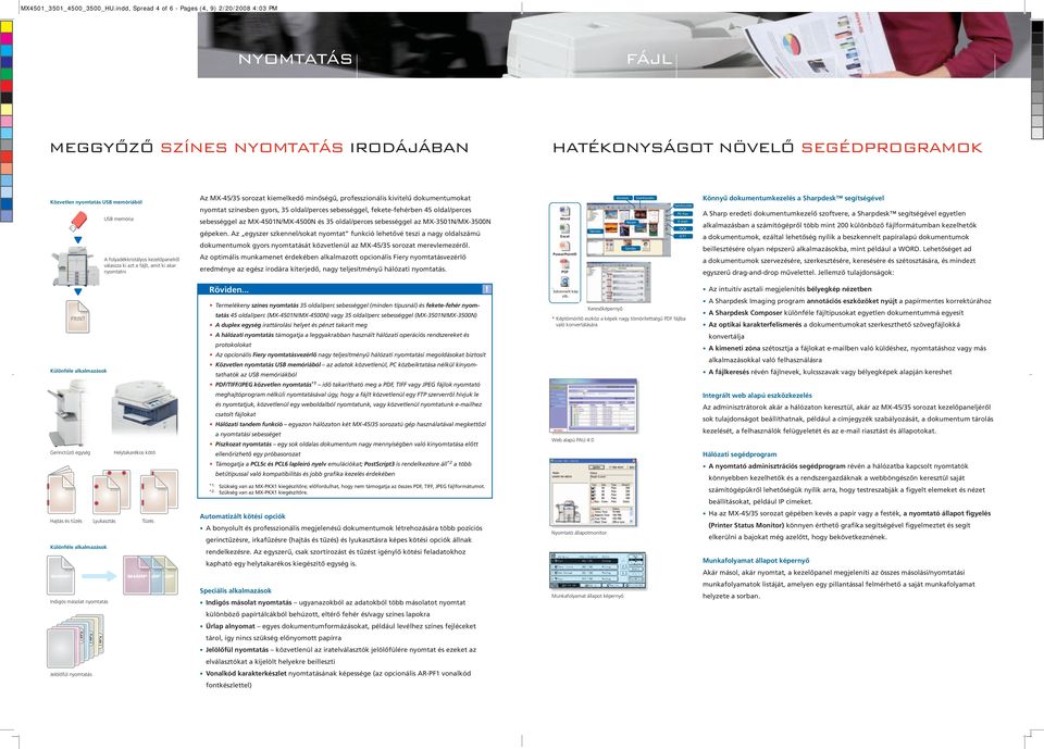 memória Select A folyadékkristályos the file you want kezelőpanelről to print from válassza the ki LCD azt control a fájlt, amit panel ki akar nyomtatni Az MX-45/35 sorozat kiemelkedő minőségű,