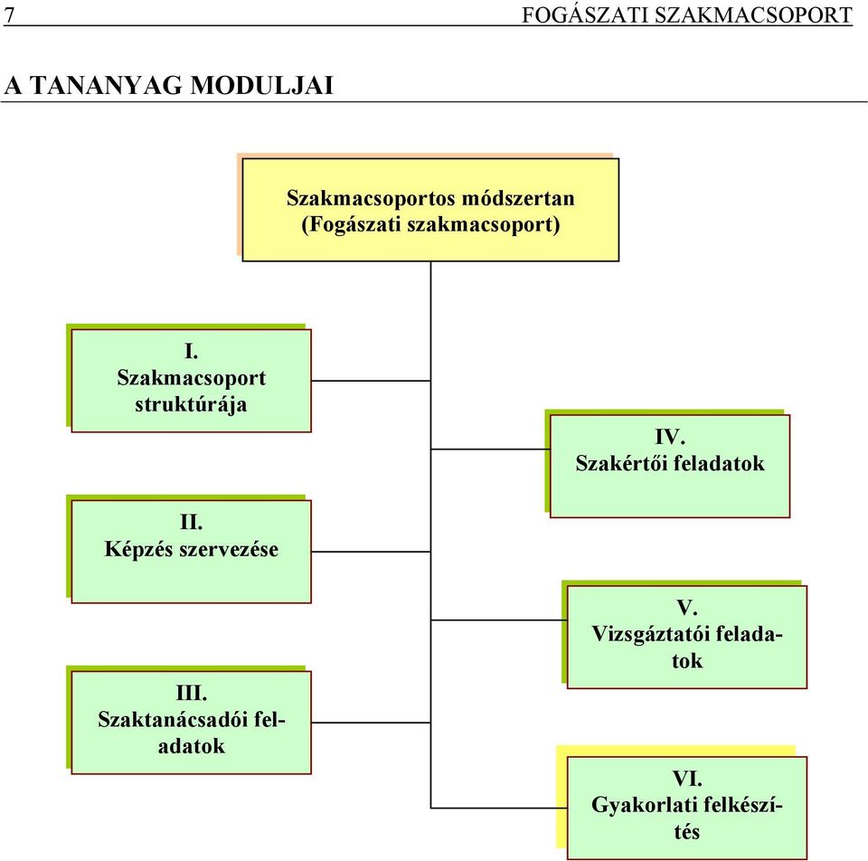 Szakmacsoport struktúrája IV. Szakértői feladatok II.