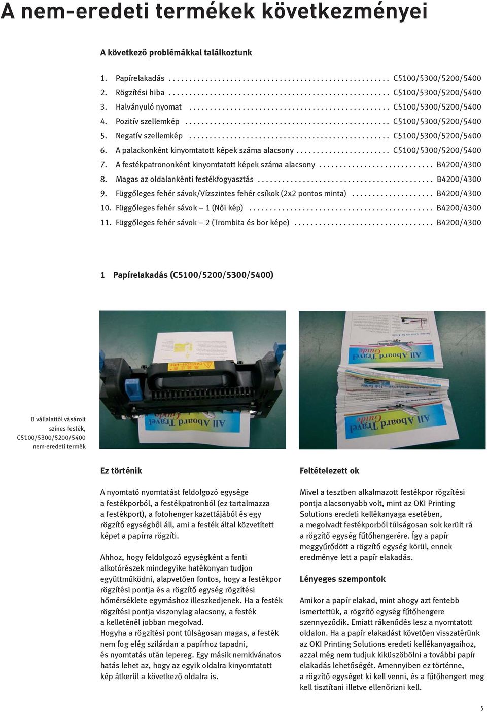 ................................................. C5100/5300/5200/5400 5. Negatív szellemkép................................................. C5100/5300/5200/5400 6.