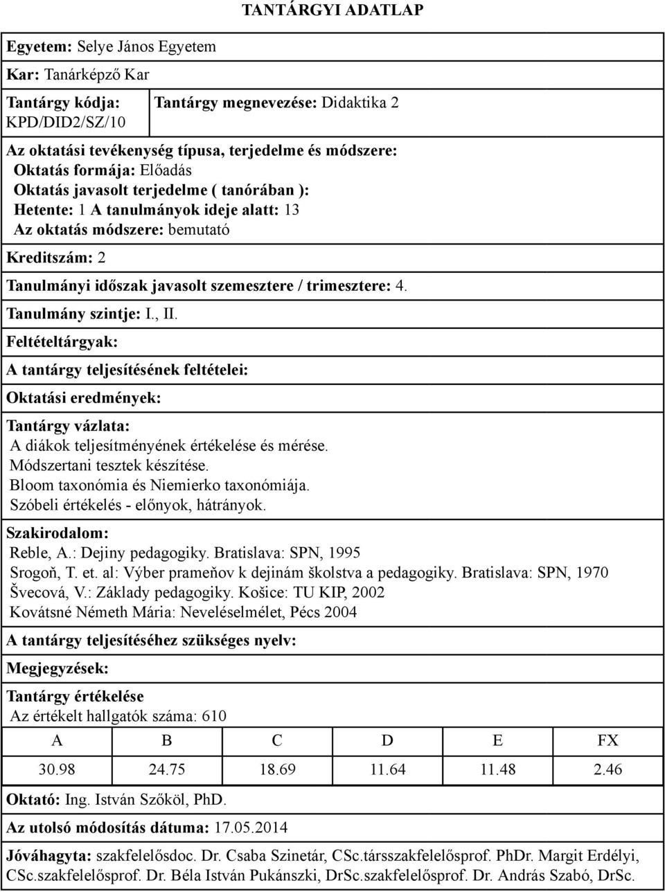 Reble, A.: Dejiny pedagogiky. Bratislava: SPN, 1995 Srogoň, T. et. al: Výber prameňov k dejinám školstva a pedagogiky. Bratislava: SPN, 1970 Švecová, V.: Základy pedagogiky.