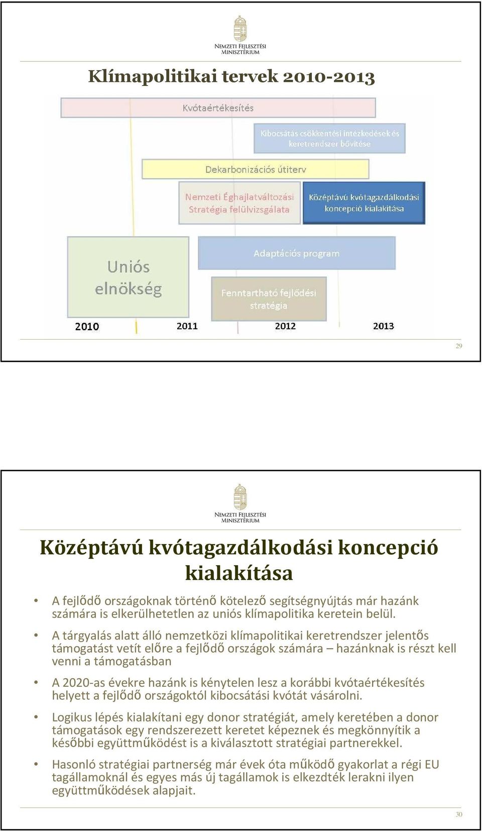 A tárgyalás alatt állónemzetközi klímapolitikai keretrendszer jelentıs támogatást vetít elıre a fejlıdıországok számára hazánknak is részt kell venni a támogatásban A 2020-as évekre hazánk is