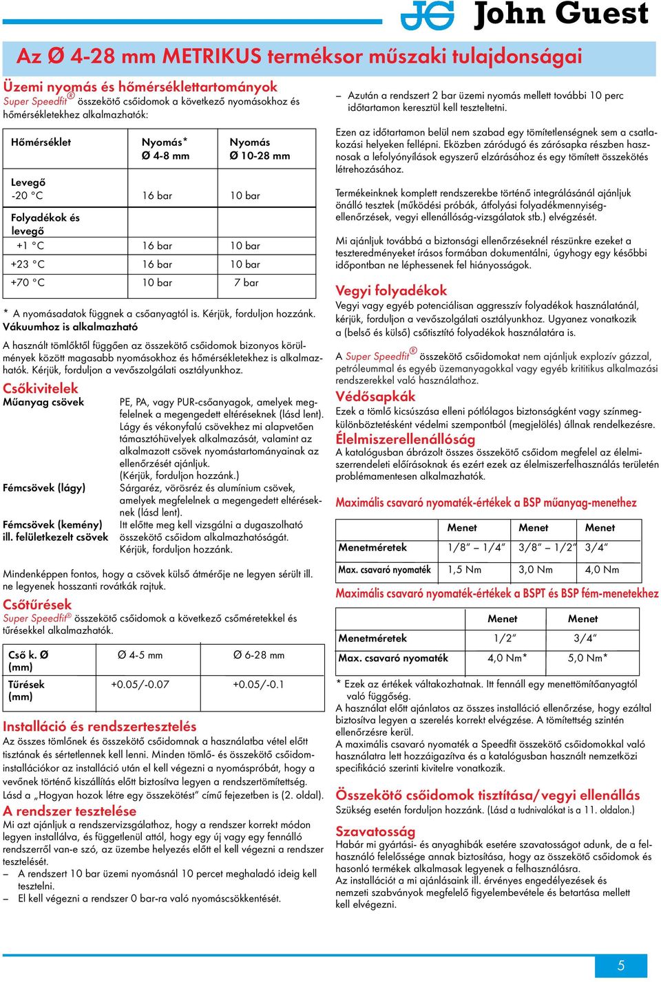 Kérjük, forduljon a vevőszolgálati osztályunkhoz. sőkivitelek Műanyag csövek Fémcsövek (lágy) Fémcsövek (kemény) ill.