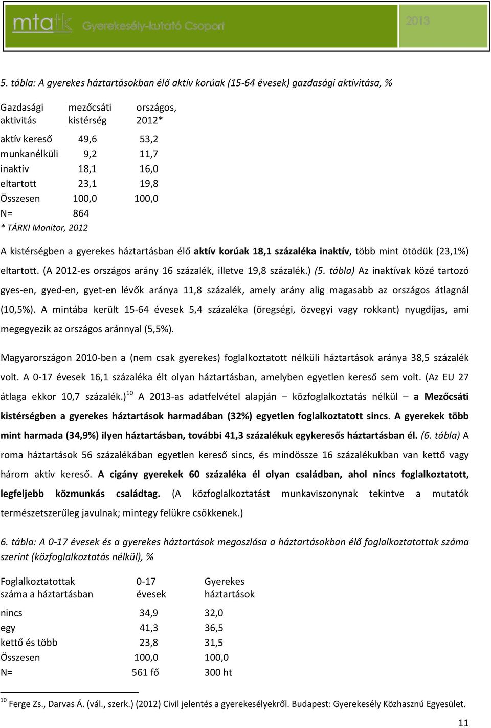 eltartott. (A 2012-es országos arány 16 százalék, illetve 19,8 százalék.) (5.