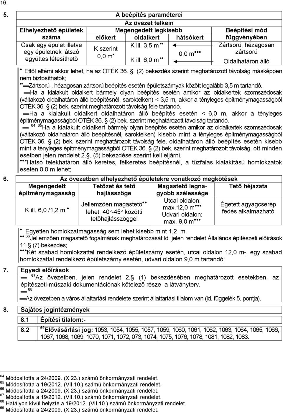 . (2) bekezdés szerint meghatározott távolság másképpen nem biztosíthatók; Zártsorú-, hézagosan zártsorú beépítés esetén épületszárnyak között legalább 3,5 m tartandó.