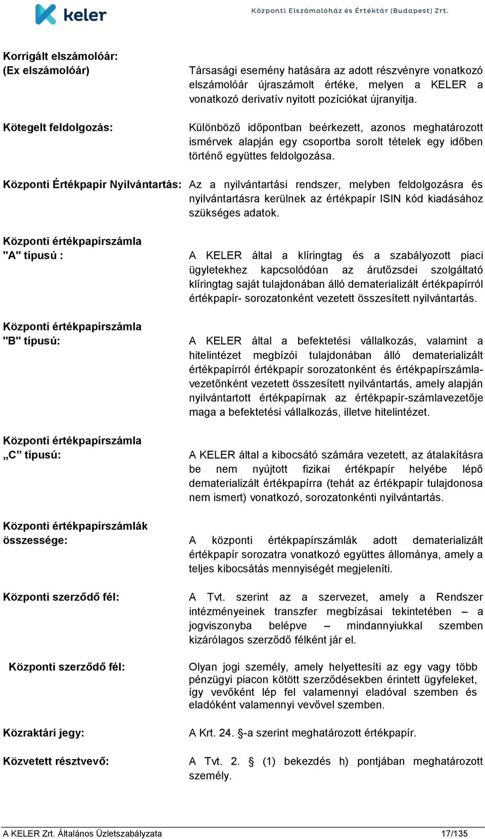 Központi Értékpapír Nyilvántartás: Az a nyilvántartási rendszer, melyben feldolgozásra és nyilvántartásra kerülnek az értékpapír ISIN kód kiadásához szükséges adatok.