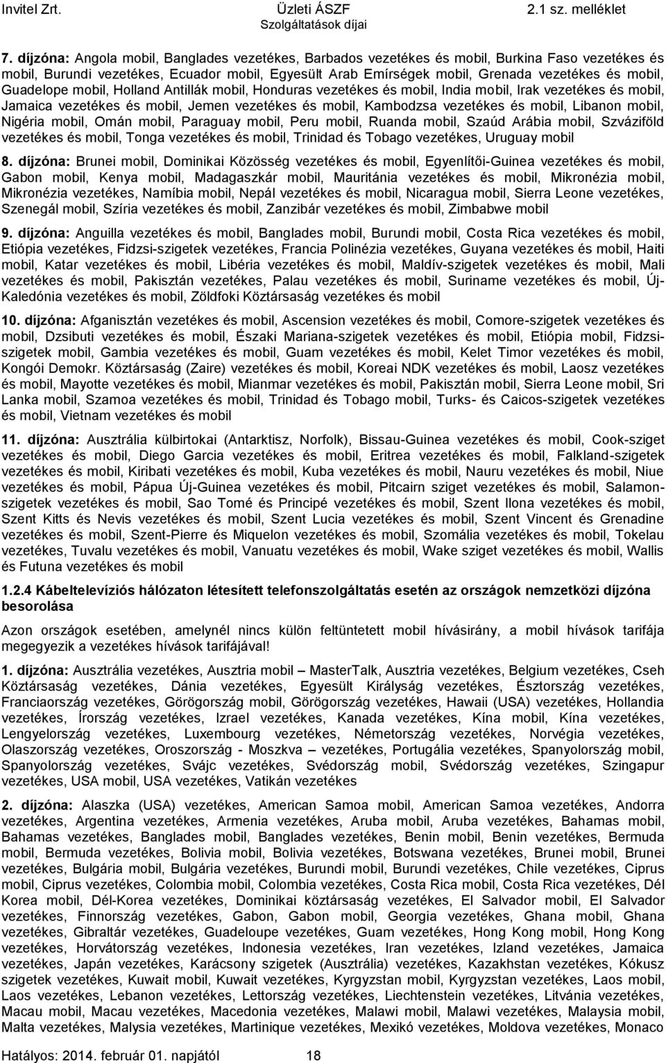 Libanon mobil, Nigéria mobil, Omán mobil, Paraguay mobil, Peru mobil, Ruanda mobil, Szaúd Arábia mobil, Szváziföld vezetékes és mobil, Tonga vezetékes és mobil, Trinidad és Tobago vezetékes, Uruguay