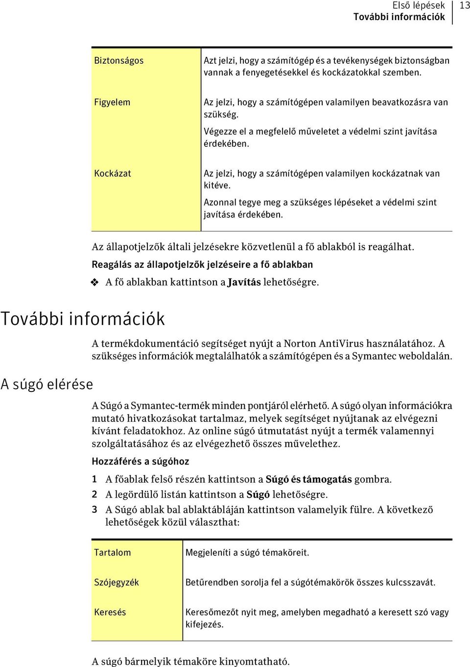 Kockázat Az jelzi, hogy a számítógépen valamilyen kockázatnak van kitéve. Azonnal tegye meg a szükséges lépéseket a védelmi szint javítása érdekében.