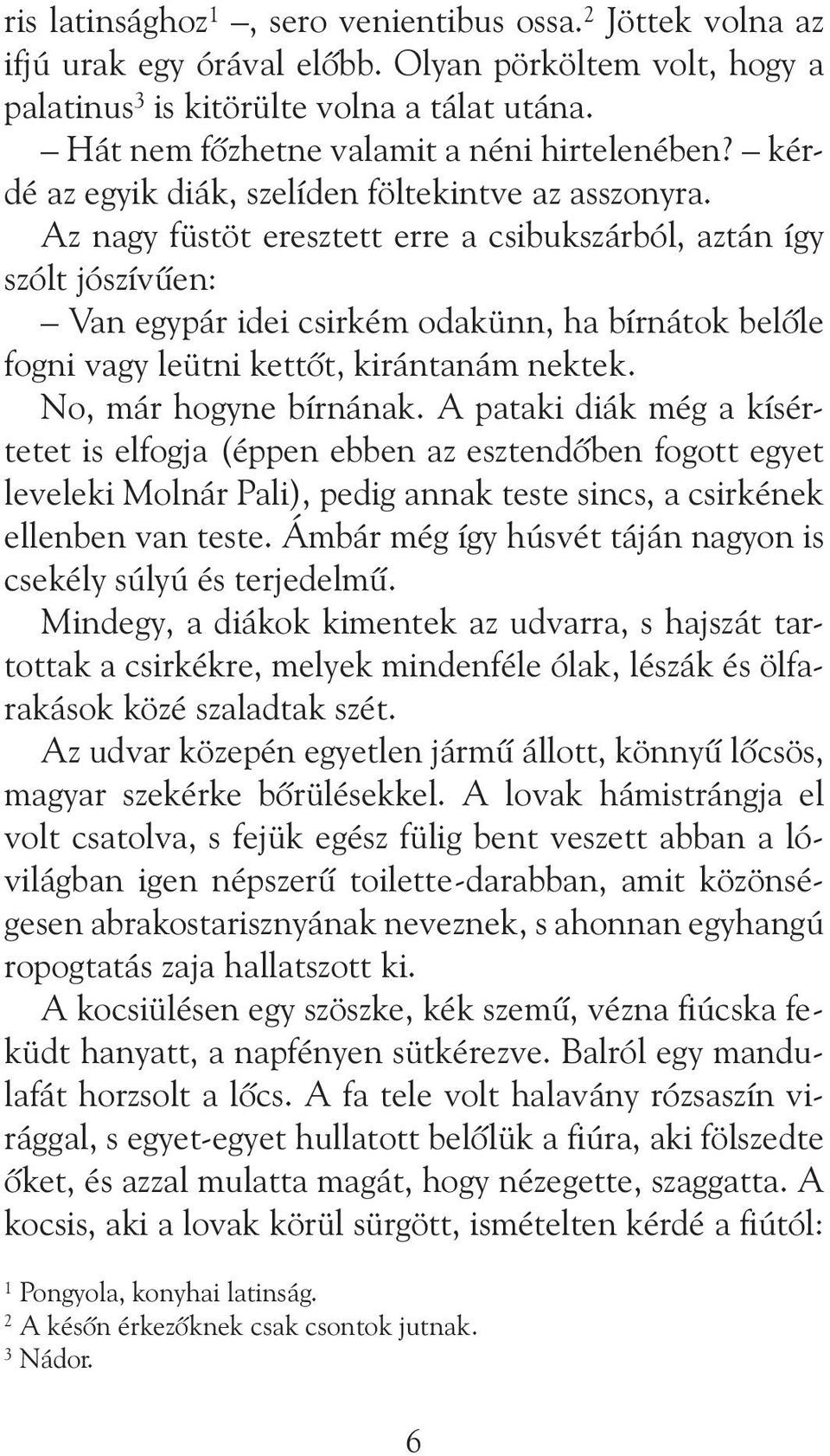 Az nagy füstöt eresztett erre a csibukszárból, aztán így szólt jószívûen: Van egypár idei csirkém odakünn, ha bírnátok belõle fogni vagy leütni kettõt, kirántanám nektek. No, már hogyne bírnának.