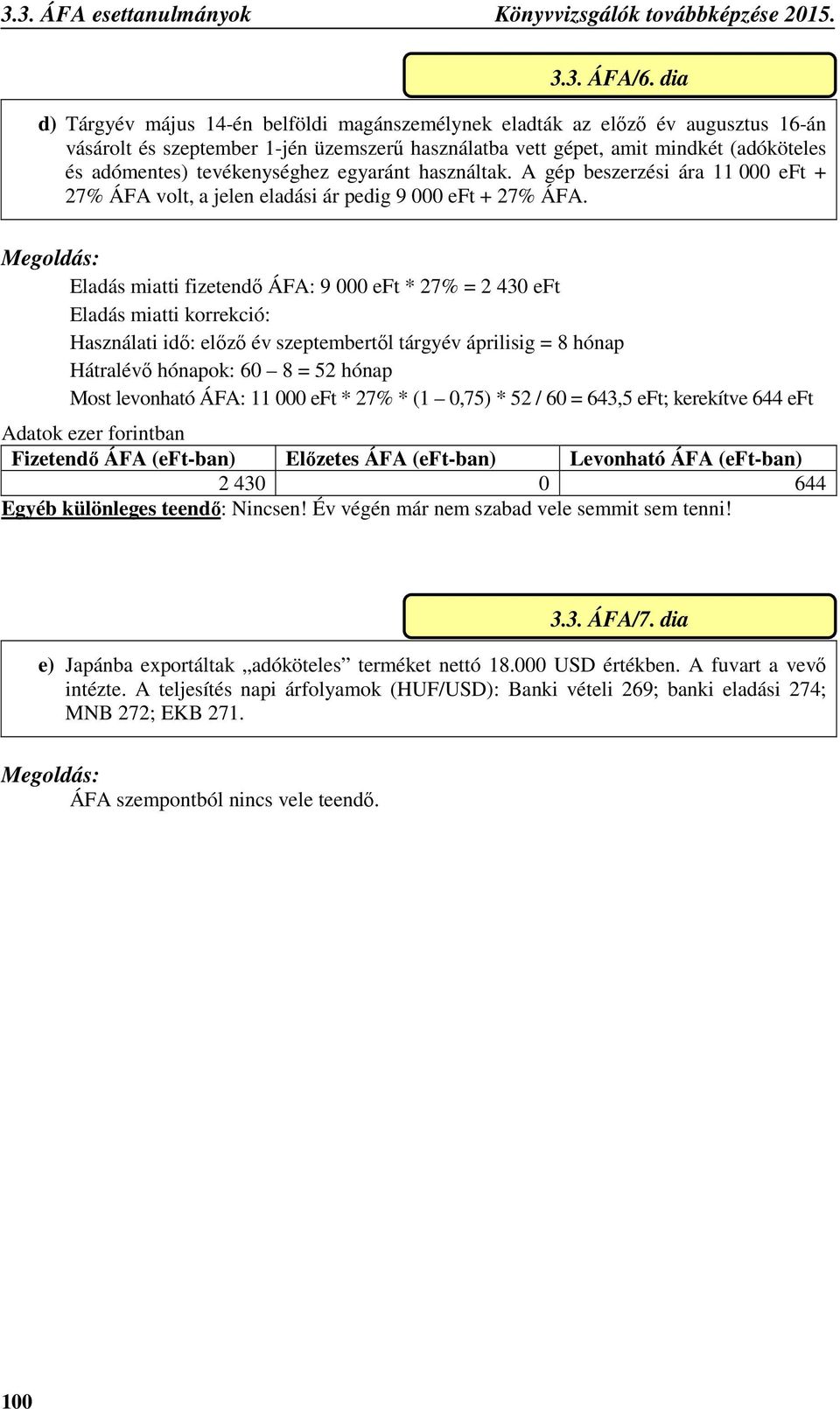 tevékenységhez egyaránt használtak. A gép beszerzési ára 11 000 eft + 27% ÁFA volt, a jelen eladási ár pedig 9 000 eft + 27% ÁFA.