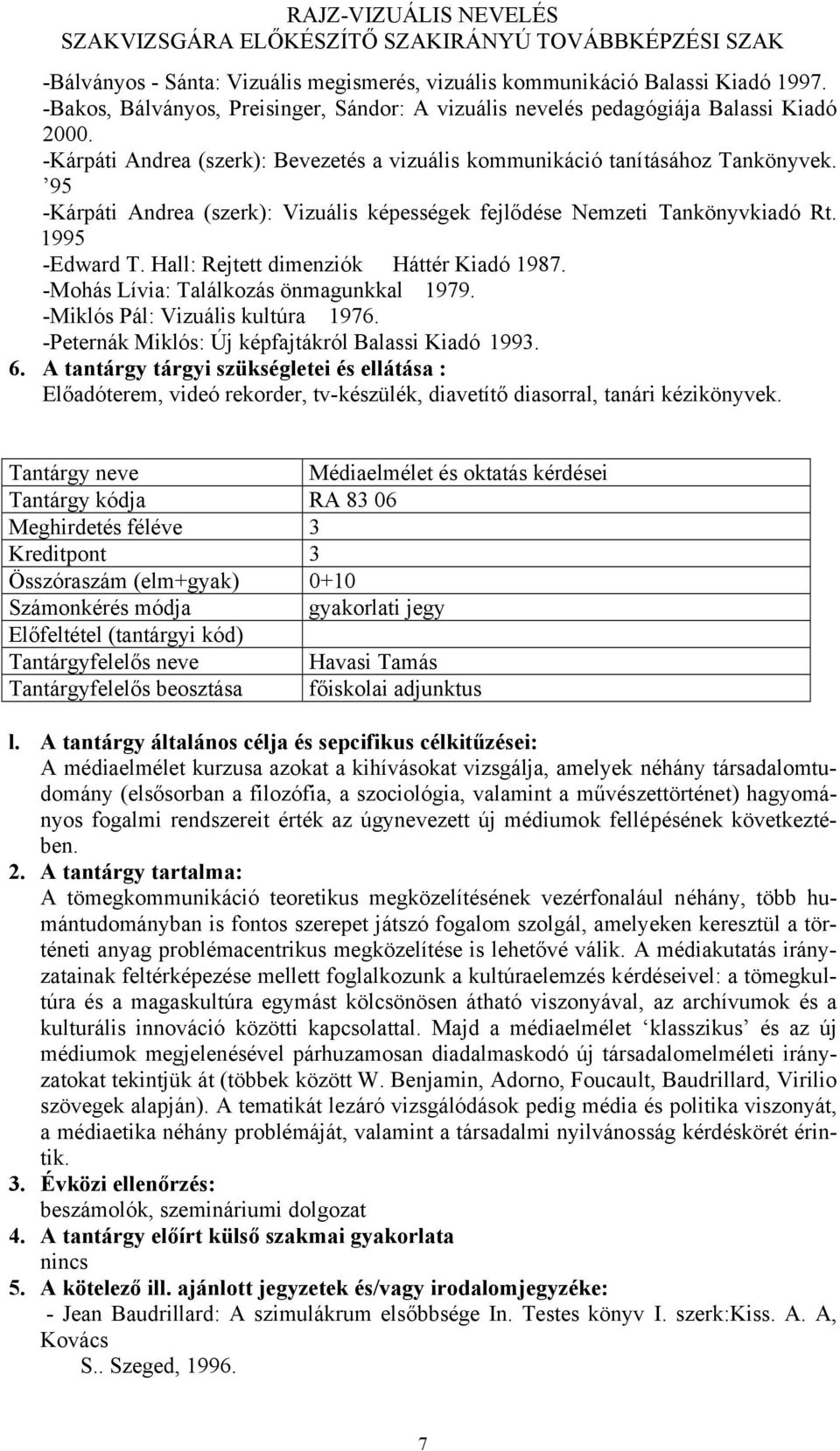 Hall: Rejtett dimenziók Háttér Kiadó 1987. -Mohás Lívia: Találkozás önmagunkkal 1979. -Miklós Pál: Vizuális kultúra 1976. -Peternák Miklós: Új képfajtákról Balassi Kiadó 1993. 6.