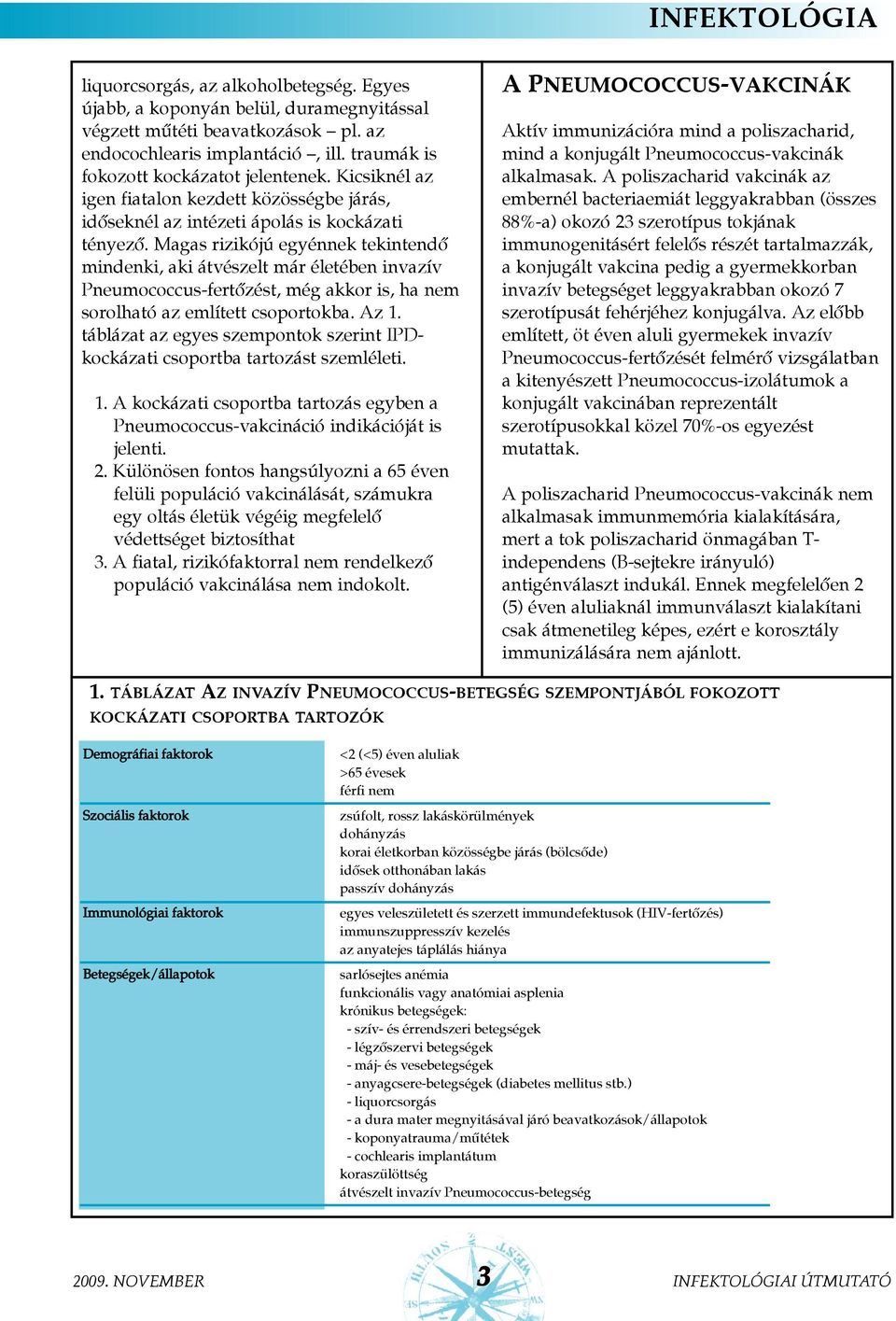 Magas rizikójú egyénnek tekintendõ mindenki, aki átvészelt már életében invazív Pneumococcus-fertõzést, még akkor is, ha nem sorolható az említett csoportokba. Az 1.