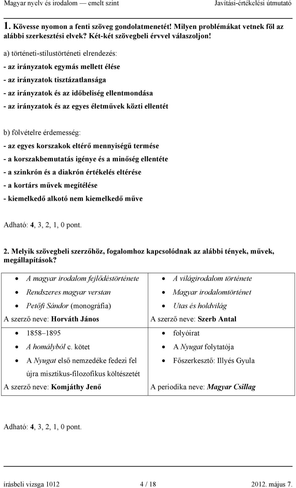 közti ellentét b) fölvételre érdemesség: - az egyes korszakok eltérő mennyiségű termése - a korszakbemutatás igénye és a minőség ellentéte - a szinkrón és a diakrón értékelés eltérése - a kortárs