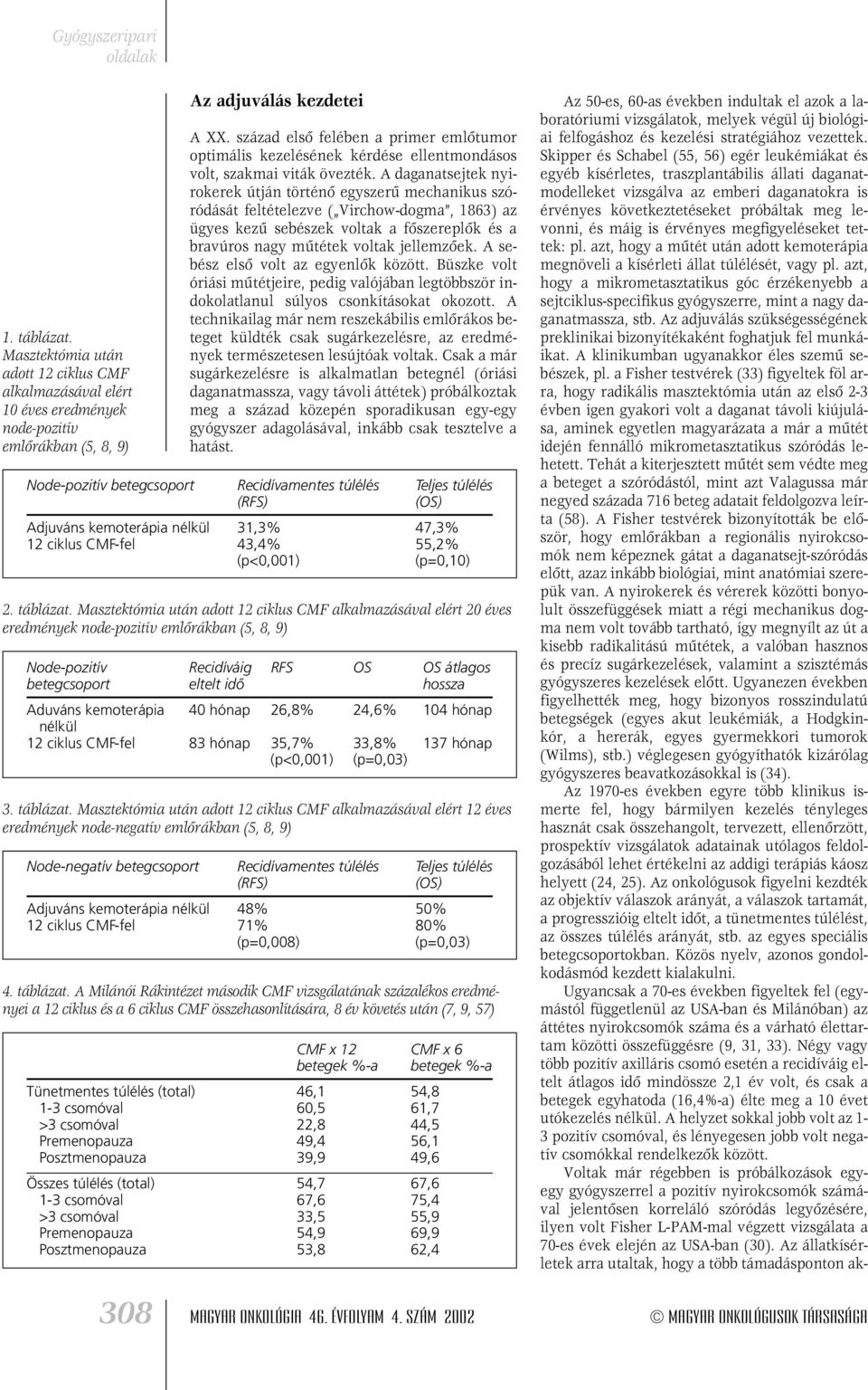 A daganatsejtek nyirokerek útján történô egyszerû mechanikus szóródását feltételezve ( Virchow-dogma, 1863) az ügyes kezû sebészek voltak a fôszereplôk és a bravúros nagy mûtétek voltak jellemzôek.