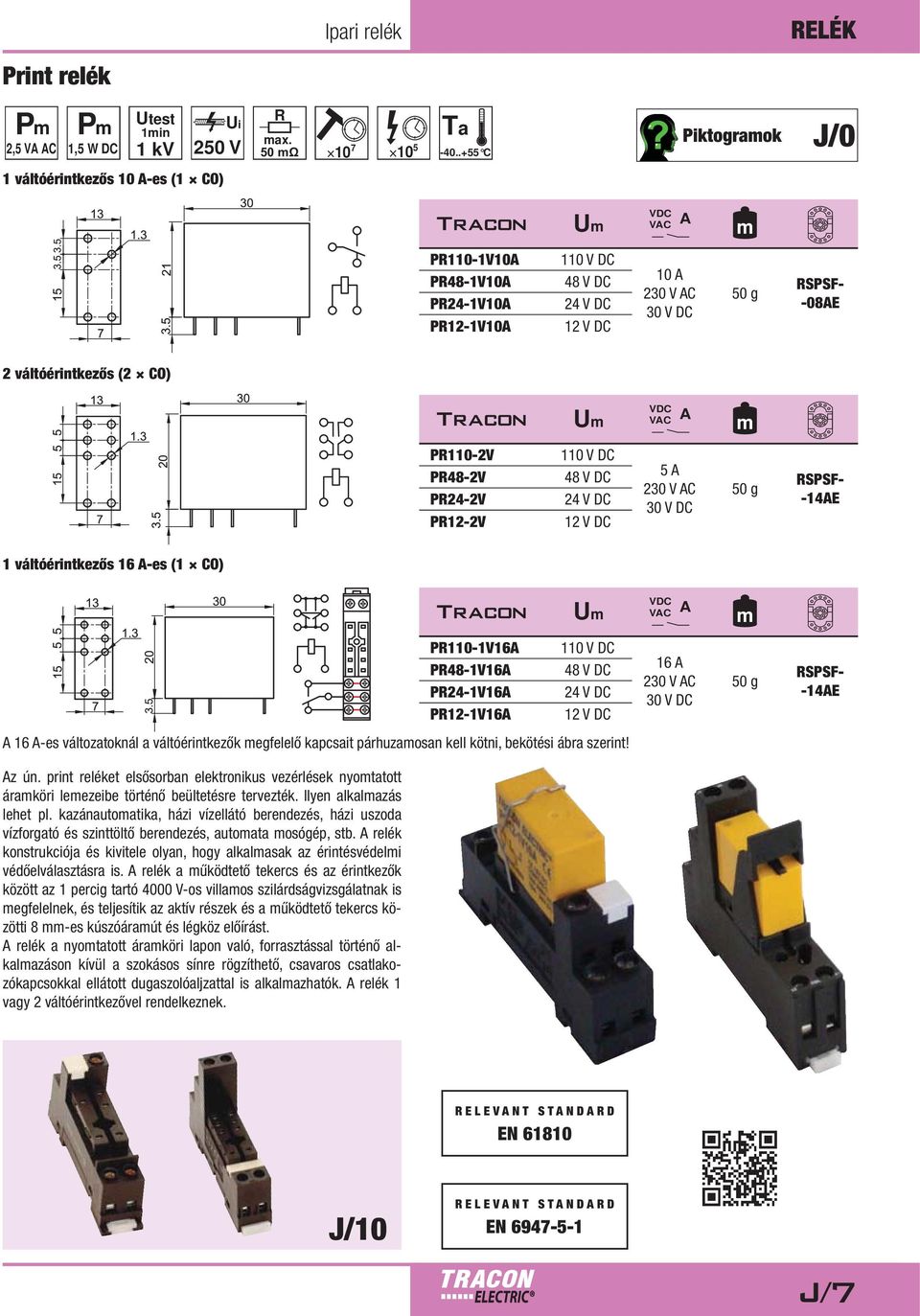 VC PR110-2V PR48-2V PR24-2V PR12-2V 110 V DC 48 V DC 24 V DC 12 V DC 5 230 V C 30 V DC 50 g RSPSF- -14E 1 váltóérintkezős 1 -es (1 CO) U VDC VC PR110-1V1 PR48-1V1 PR24-1V1 PR12-1V1 110 V DC 48 V DC