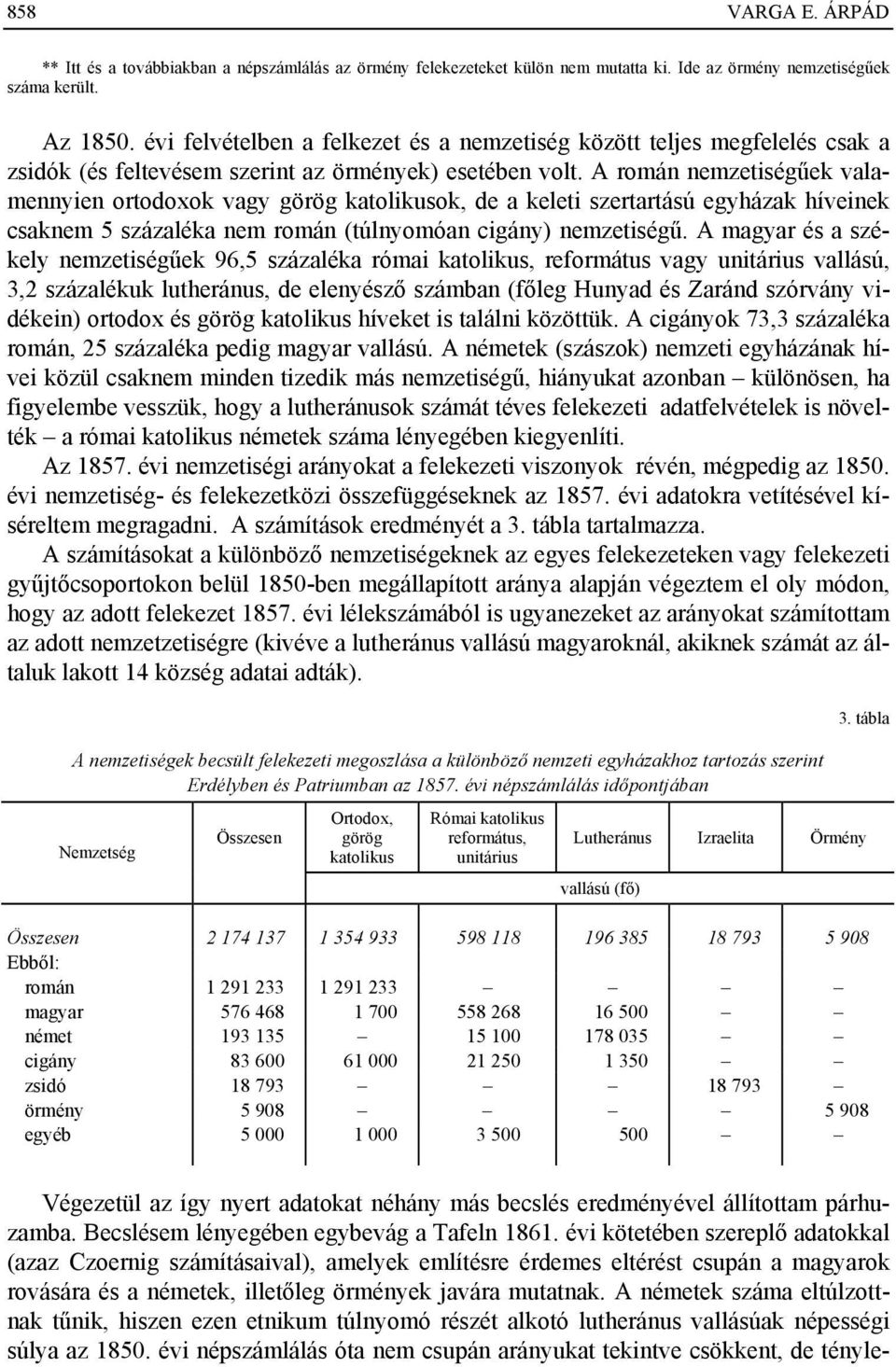 A román nemzetiségűek valamennyien ortodoxok vagy görög katolikusok, de a keleti szertartású egyházak híveinek csaknem 5 százaléka nem román (túlnyomóan cigány) nemzetiségű.