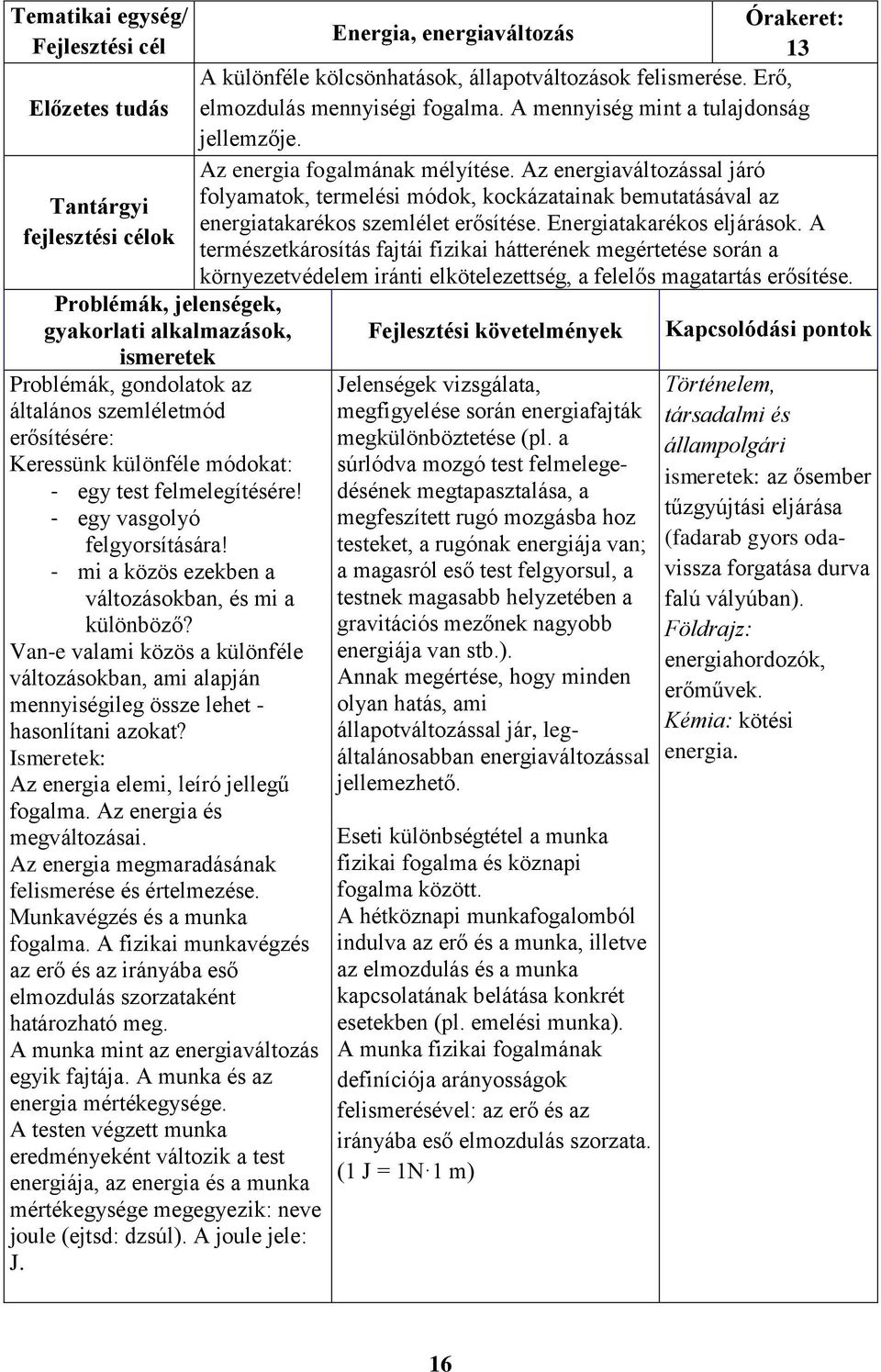 Van-e valami közös a különféle változásokban, ami alapján mennyiségileg össze lehet - hasonlítani azokat? Az energia elemi, leíró jellegű fogalma. Az energia és megváltozásai.