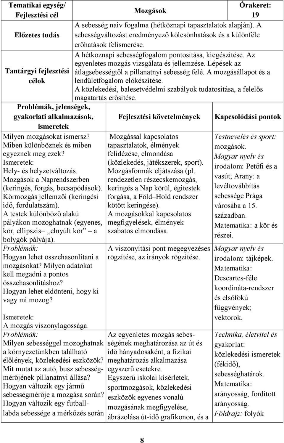 A testek különböző alakú pályákon mozoghatnak (egyenes, kör, ellipszis= elnyúlt kör a bolygók pályája). Problémák: Hogyan lehet összehasonlítani a mozgásokat?