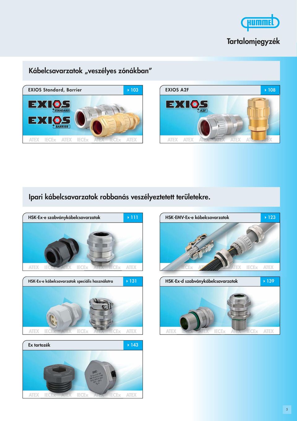 SK-Ex-e szabványkábelcsavarzatok 111 SK-EMV-Ex-e kábelcsavarzatok 123 SK-Ex-e