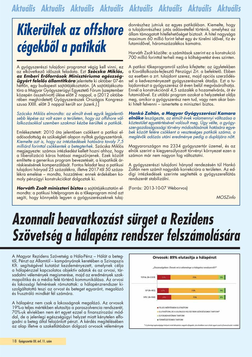 [A sajtótájékoztatóra a Magyar Gyógyszerügyi Egyeztető Fórum (szeptember közepén összehívott) ülése előtt 2 nappal, a (2012 októbe - rében meghirdetett) Gyógyszerészek Országos Kongreszszusa XXIII.