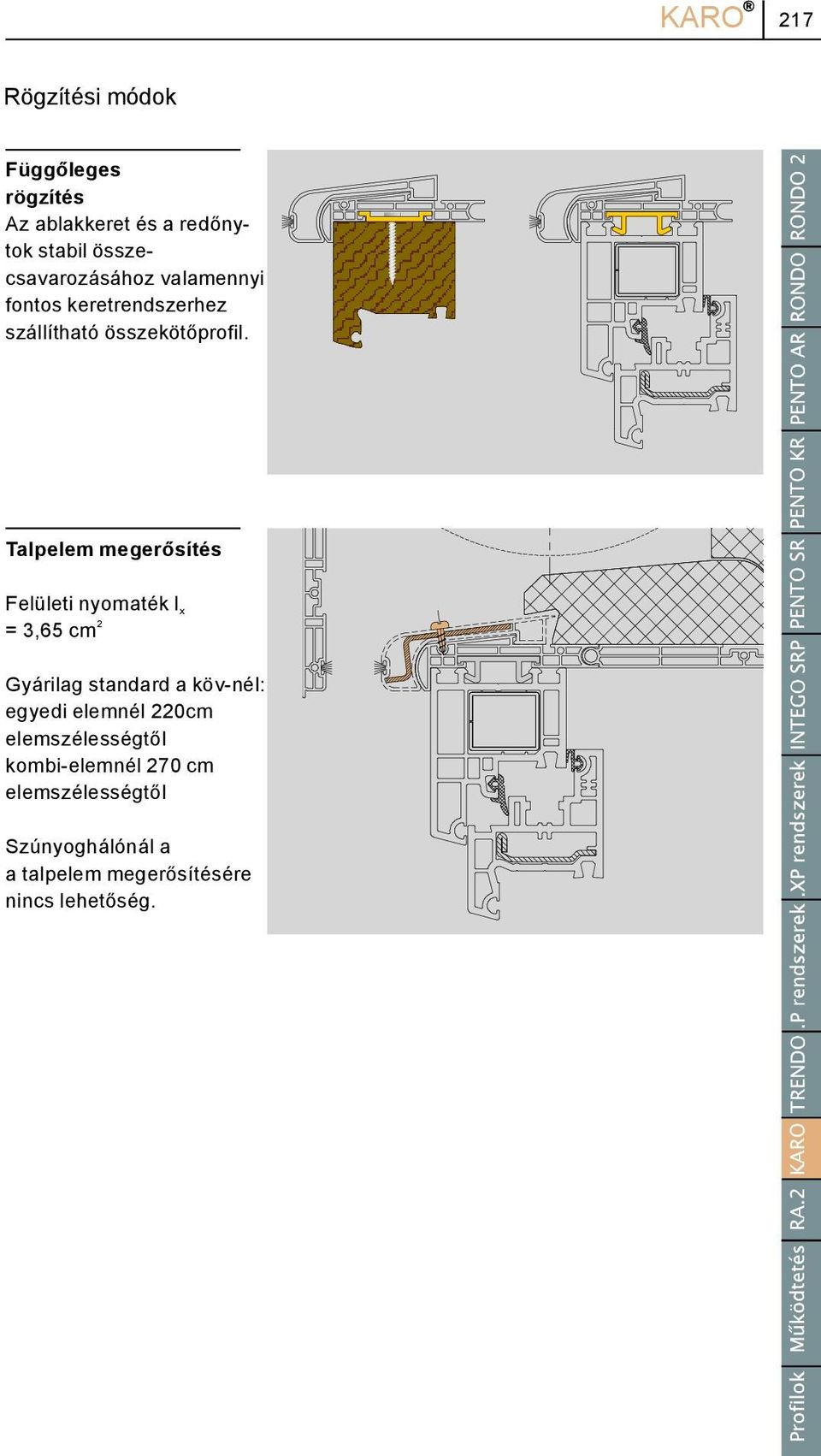 Talpelem megerősítés Felületi nymaték l x 2 = 3,65 cm Gyárilag s tandard a köv-nél: egyedi