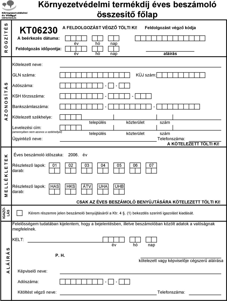 cím: (amennyiben nem azonos a székhellyel) Ügyintéző neve: település település közterület közterület szám szám Telefonszáma: A KÖTELEZETT TÖLTI KI! M E L L É K L E T E K Éves beszámoló időszaka: 2006.