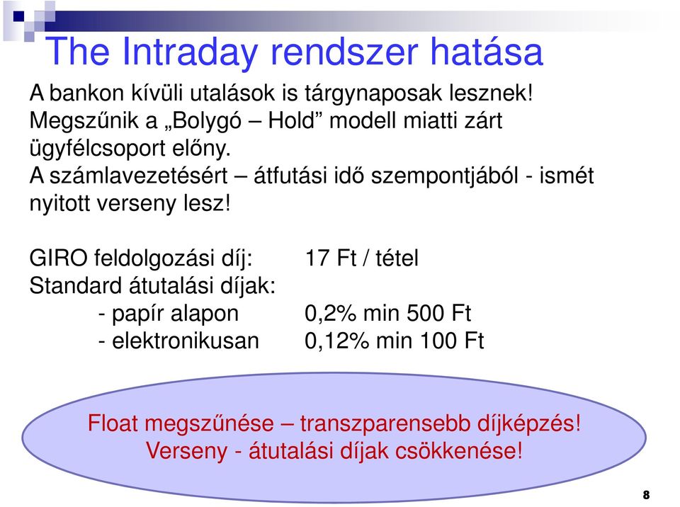 A számlavezetésért átfutási idő szempontjából - ismét nyitott verseny lesz!