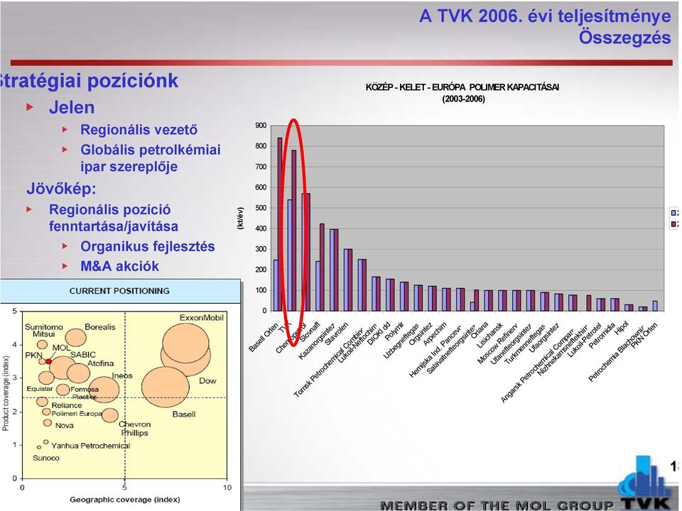 évi teljesítménye Összegzés KÖZÉP - KELET - EURÓPA POLIMER KAPACITÁSAI (2003-2006) 2 2 18 Lukoil-Neftochim DIOKI dd Polymir Uzbegneftegas Orgsintez Arpechim Hemijska Ind.