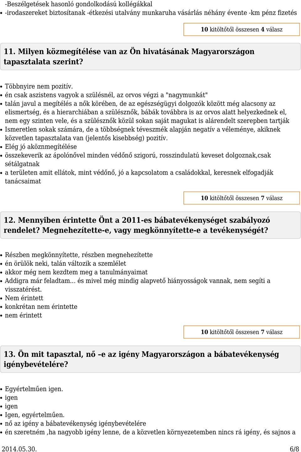 én csak aszistens vagyok a szülésnél, az orvos végzi a "nagymunkát" talán javul a megítélés a k körében, de az egészségügyi dolgozók között még alacsony az elismertség, és a hierarchiában a szülészk,