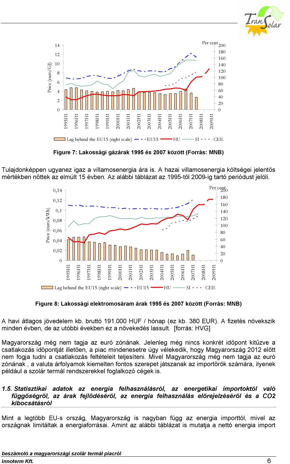 A hazai villamosenergia költségei jelentős mértékben nőttek az elmúlt 15 évben. Az alábbi táblázat az 1995-től 2009-ig tartó periódust jelöli.